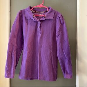 Bienzoe purple long sleeve polo shirt. Girls size 10/12